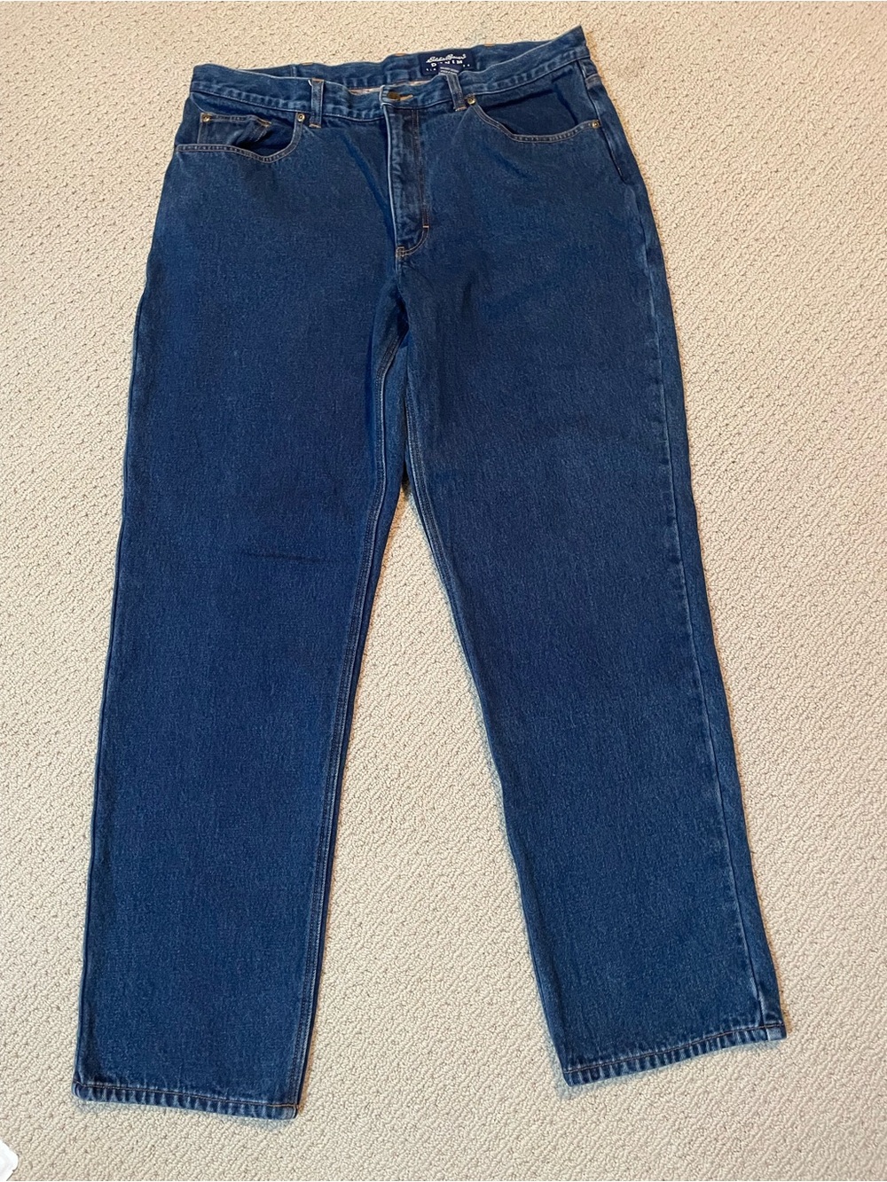 Eddie Bauer Jeans Flannel Lined Original Straight Leg Dark Y2K, Mens 38x33.5”